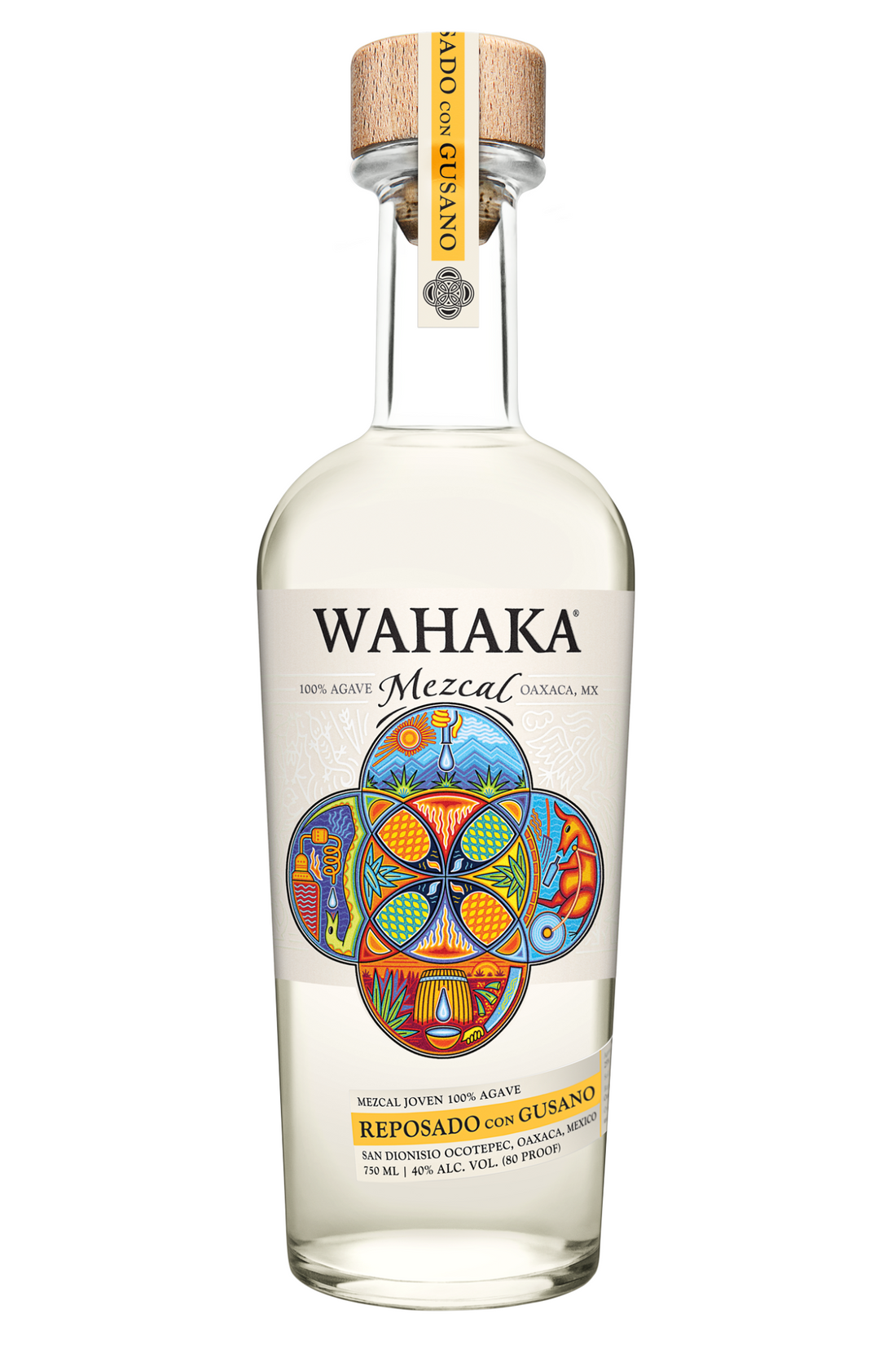 Mezcal Artesanal WAHAKA Espadín Reposado con Gusano 750ml